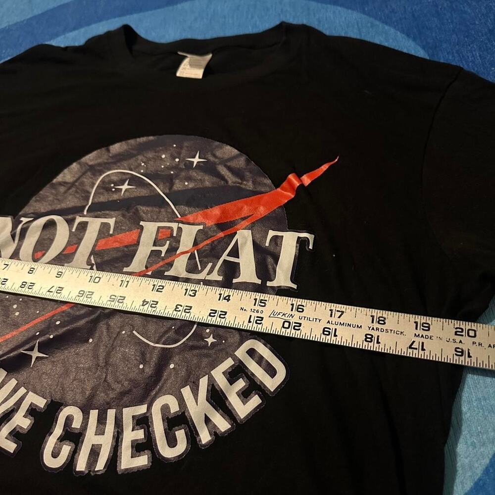 “Not Flat. We Checked.” NASA Parody Graphic Tee - Picture 3 of 5